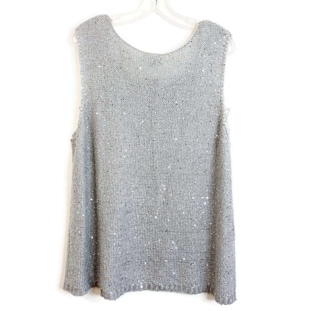 Lane Bryant Silver Fringe Tank Plus Size 22W Metallic Knit Top Sleeveless Silver - Picture 2 of 7